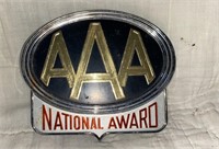 Vintage AAA "National Award"  Emblem LICENSE