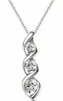 Gorgeous silver triple diamond look necklace