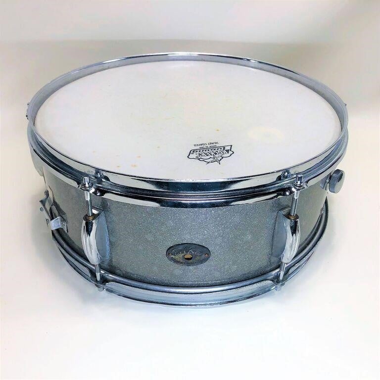 Vintage Del Rey Plywood Grey Sparkle Snare Drum