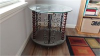 Vtg Round glass top table