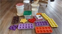 Misc plastic ware, rubber molds & cookie cutters