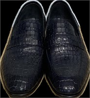 New—Corrente Croco Leather loafer Navy Shoes