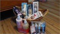Health & beauty items in basket