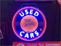Neon Lighted Used Car Sign