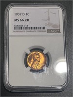 1937 D Lincoln Penny NGC MS 66 Red