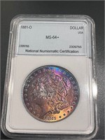 1881-O Morgan Silver Dollar NNC 64+ Guide $475