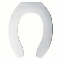 Toilet Seat: White, Plastic with Stainless