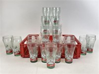 Vintage Coca-Cola Crate & Christmas Glasses