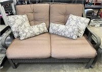 Wicker & Metal Frame Settee w/ Cushions