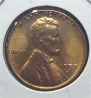 Uncirculated 1957 d. Lincoln wheat penny
