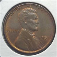Uncirculated 1951 Lincoln wheat penny