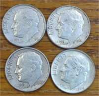 4 silver Roosevelt dime lot
