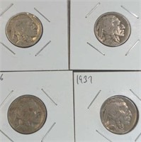 1928 1934 1936 1937 Buffalo nickel lot