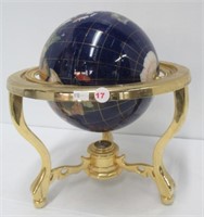Tabletop world globe with inlay gems. Measures: