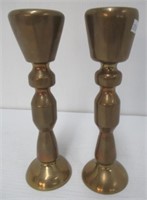 Solid brass 8 3/4" tall candlesticks.