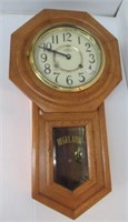 Regulator wood wall clock. Measures: 23 1/4" H x
