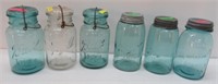 (6) Ball jars (3) with zinc lids, (3) with glass