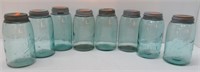 (8) Ball jars with zinc lids circa 1896-1910,