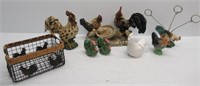 Rooster figures and accessories includes salt and