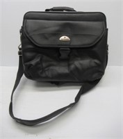 Samsonite black leather messenger bag briefcase