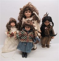 (4) Porcelain collectable dolls includes (2)
