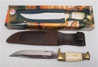 Hunting Knife with Stainless Steel Blade and Bone