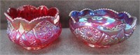 (2) Carnival glass bowls. Small bowl measures