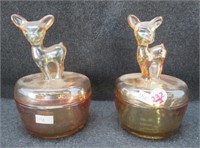 (2) Vintage Merigold covered jars. Measures: 6"