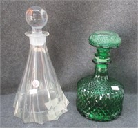 Crystal clear glass decanter measures 11" tall