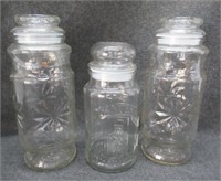 (3) Vintage Planters Peanut glass jars.