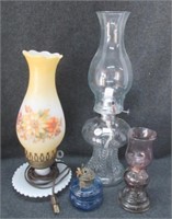 (4) Vintage lanterns. Clear glass measures 16