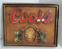 Coors advertising sign. Measures: 15" H x 19" W.