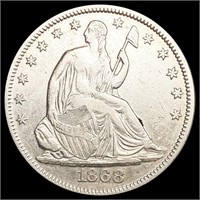 1868 Seated Liberty Half Dollar NEARLY