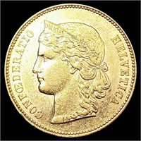 1896-B Swiss .1867oz Gold 20 Francs UNCIRCULATED