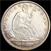 1842 Med Date Seated Liberty Half Dollar CLOSELY