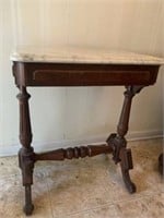 WALNUT MARBLE TOP TABLE