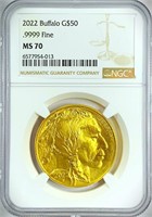 2022 Gold Buffalo .9999 Pure Gold MS-70