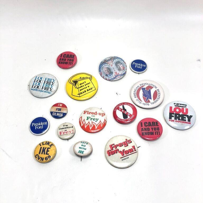 Vintage Political Pin Button Lot IKE Ford McCain +