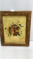 Vintage oil painting of still life flowers, oil