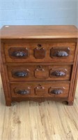 Antique 3 drawer footed  dresser with carved