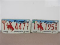 Two Centennial Wyoming License Plates