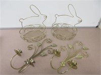 Brass Candle Holders and Bunny Baskets