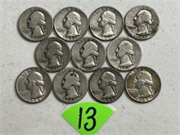 (11) Washington Silver Quarters