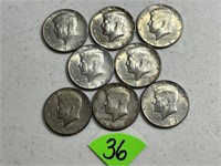 (8) Kennedy 40 Percent Silver Half Dollars
