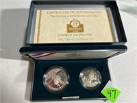 Columbus Quincentenary 2 Coin Proof Set Commemorat