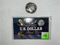 (3) US Dollar Coins & Grover Cleveland Medal