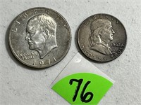 1971 Eisenhower Dollar & 1962 Franklin Half Dollar