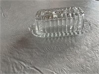 Clear Glass Covered Butter Dish half stick