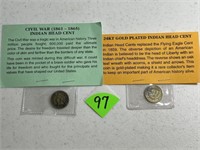 1863 & 1888 Plated Indian Head Cents