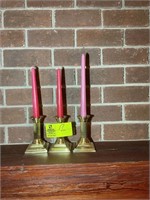 GROUP OF 3 BALDWIN BRASS CANDLE STICK HOLDERS 5IN